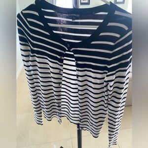 Express Monochrome Button Down Striped Sweater